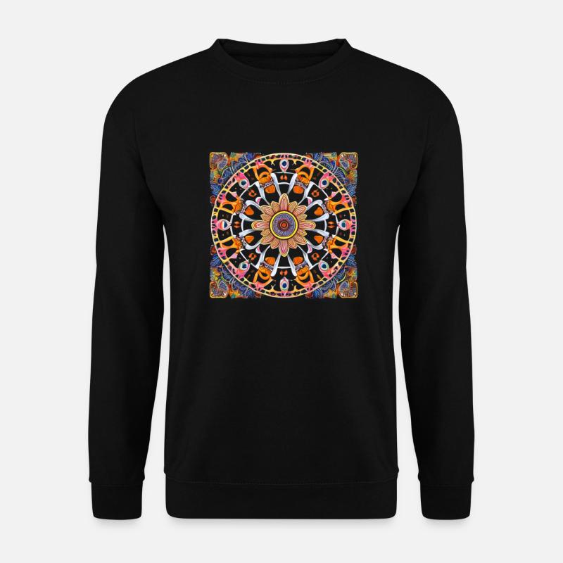 Botanical Mandala Ölgemälde - Unisex Pullover - Schwarz
