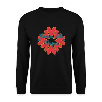 PAPA. FÊTE DES PÈRES. BONNE FÊTE PAPA. BONNE FÊTE - Sweat-shirt Unisexe - noir - Devant - Alina (178cm) & Michal (187cm)