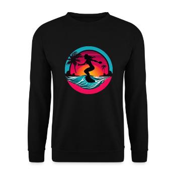 Femmes Surfeur Planche de Surf Surf - Sweat-shirt Unisexe - noir - Devant - Alina (178cm) & Michal (187cm)