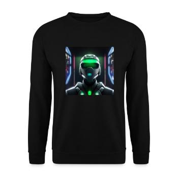 Cyberpunk Space Soldier - Unisex Sweatshirt - black - Front - Alina (178cm) & Michal (187cm)