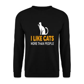 I like Cats more than People - Unisex Sweatshirt - black - Front - Alina (178cm) & Michal (187cm)