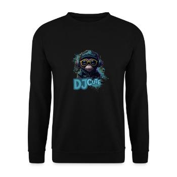 DJ niedlich - Affe in Kopfhörern - Unisex Pullover - Schwarz - Vorne - Alina (178cm) & Michal (187cm)