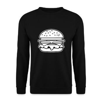 Hamburger Burger Fastfood Grillen Cheeseburger - Unisex Pullover - Schwarz - Vorne - Alina (178cm) & Michal (187cm)