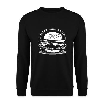 Hamburger Burger Fastfood Grillen Cheeseburger - Unisex Pullover - Schwarz - Vorne - Alina (178cm) & Michal (187cm)