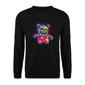 Lustiger Horror Gruseliger Bär Halloween Boo Bär - Unisex Pullover - Schwarz - Vorne - Alina (178cm) & Michal (187cm)
