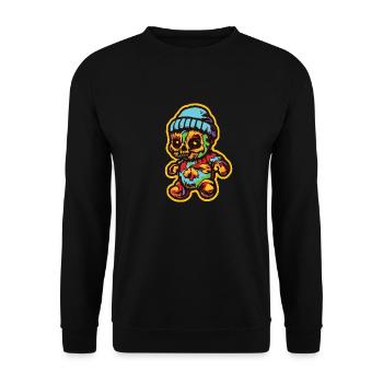 Horror Gruseliger Bär Halloween Eisbär - Unisex Pullover - Schwarz - Vorne - Alina (178cm) & Michal (187cm)