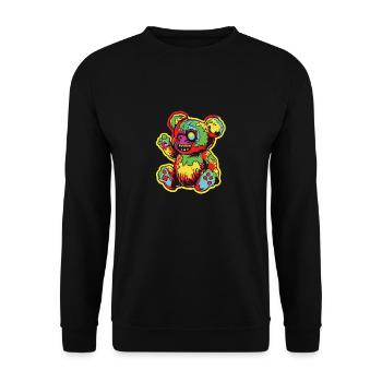 Horror Gruseliger Bär Halloween Kryptisches Jungtier - Unisex Pullover - Schwarz - Vorne - Alina (178cm) & Michal (187cm)