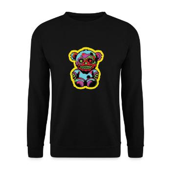 Horror Gruseliger Bär Halloween Grim Teddy - Unisex Pullover - Schwarz - Vorne - Alina (178cm) & Michal (187cm)