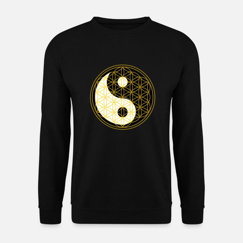 chakra blume des lebens Lebensblume Yin Yang yoga - Unisex Pullover - Schwarz
