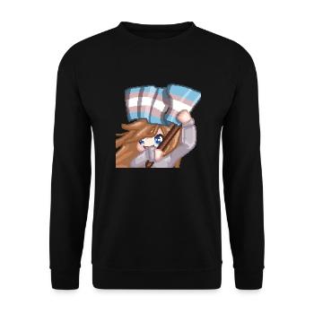 PillowG1rl Emote mit Transflagge - Unisex Pullover - Schwarz - Vorne - Alina (178cm) & Michal (187cm)