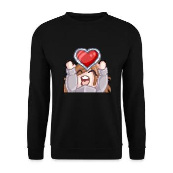 Pillowg1rl Emote mit Herz - Unisex Pullover - Schwarz - Vorne - Alina (178cm) & Michal (187cm)