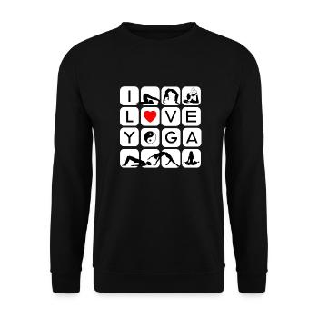 I love yoga form symbols chakra heart love happiness - Unisex Sweatshirt - black - Front - Alina (178cm) & Michal (187cm)
