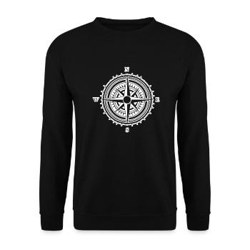 Kompass Nautik Segelboot Seefahrer - Unisex Pullover - Schwarz - Vorne - Alina (178cm) & Michal (187cm)