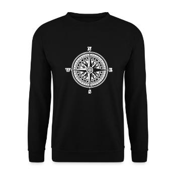 Kompass Nautik Segelboot Seefahrer - Unisex Pullover - Schwarz - Vorne - Alina (178cm) & Michal (187cm)