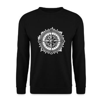 Compass Nautical Sailboat Seafarer - Unisex Sweatshirt - black - Front - Alina (178cm) & Michal (187cm)