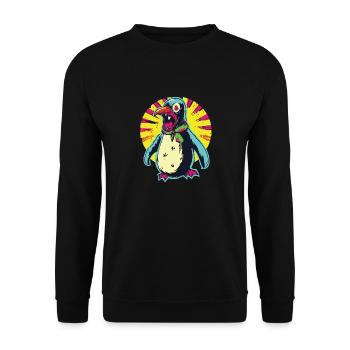 Horror Gruseliger Zombie-Pinguin - Unisex Pullover - Schwarz - Vorne - Alina (178cm) & Michal (187cm)