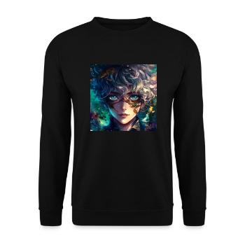 Anime Boy - Unisex Pullover - Schwarz - Vorne - Alina (178cm) & Michal (187cm)