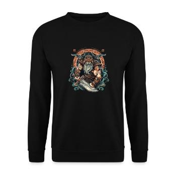 Wikinger Nordmann: Elegantes nordisches Design - Unisex Pullover - Schwarz - Vorne - Alina (178cm) & Michal (187cm)