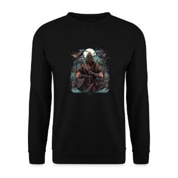 Wikinger Nordmann: Elegantes nordisches Design - Unisex Pullover - Schwarz - Vorne - Alina (178cm) & Michal (187cm)