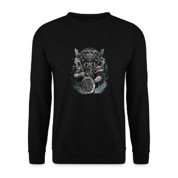 Viking Norseman: Elegant Nordic Design - Unisex Sweatshirt - black - Front - Alina (178cm) & Michal (187cm)