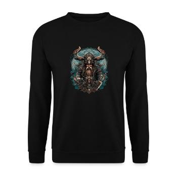 Wikinger Nordmann: Elegantes nordisches Design - Unisex Pullover - Schwarz - Vorne - Alina (178cm) & Michal (187cm)