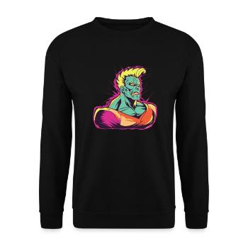 Retro Style 90s Superhero - Unisex Sweatshirt - black - Front - Alina (178cm) & Michal (187cm)