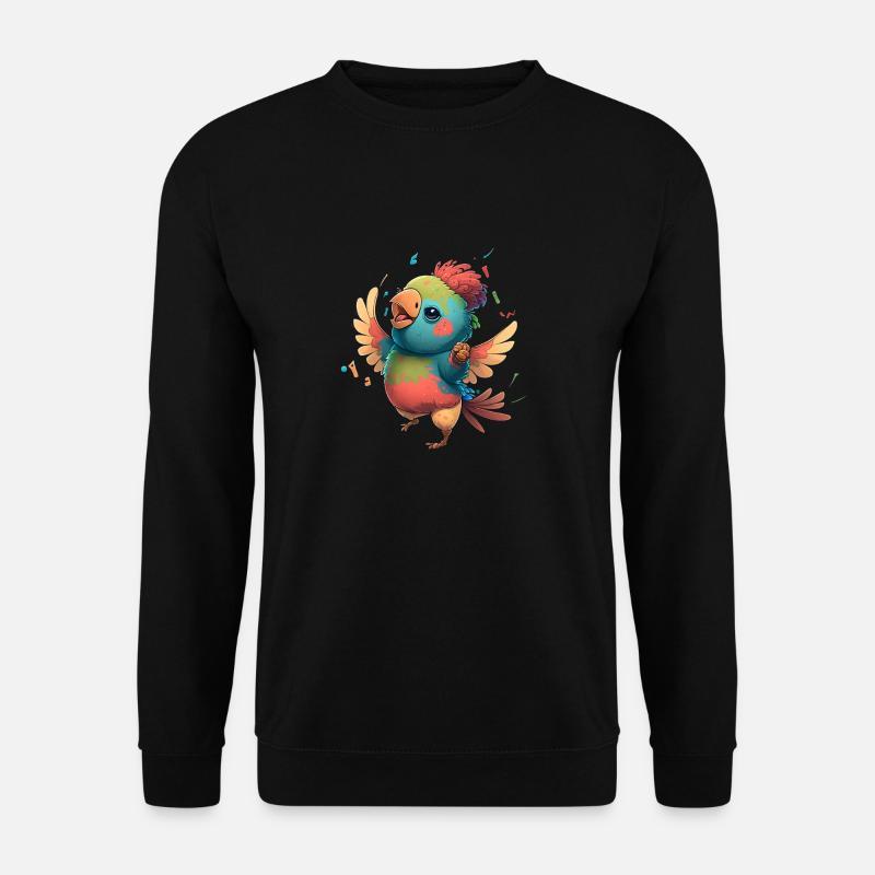 Glücklicher tanzender bunter Papagai - Unisex Pullover - Schwarz