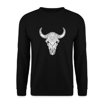 Cow Skull Boho - Unisex Sweatshirt - black - Front - Alina (178cm) & Michal (187cm)