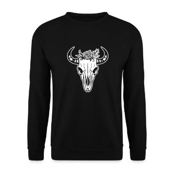 Cow Skull Boho - Unisex Sweatshirt - black - Front - Alina (178cm) & Michal (187cm)