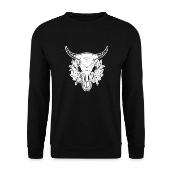Cow Skull Boho - Unisex Sweatshirt - black - Front - Alina (178cm) & Michal (187cm)