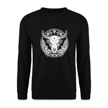 Cow Skull Boho - Unisex Sweatshirt - black - Front - Alina (178cm) & Michal (187cm)