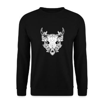 Cow Skull Boho - Unisex Sweatshirt - black - Front - Alina (178cm) & Michal (187cm)