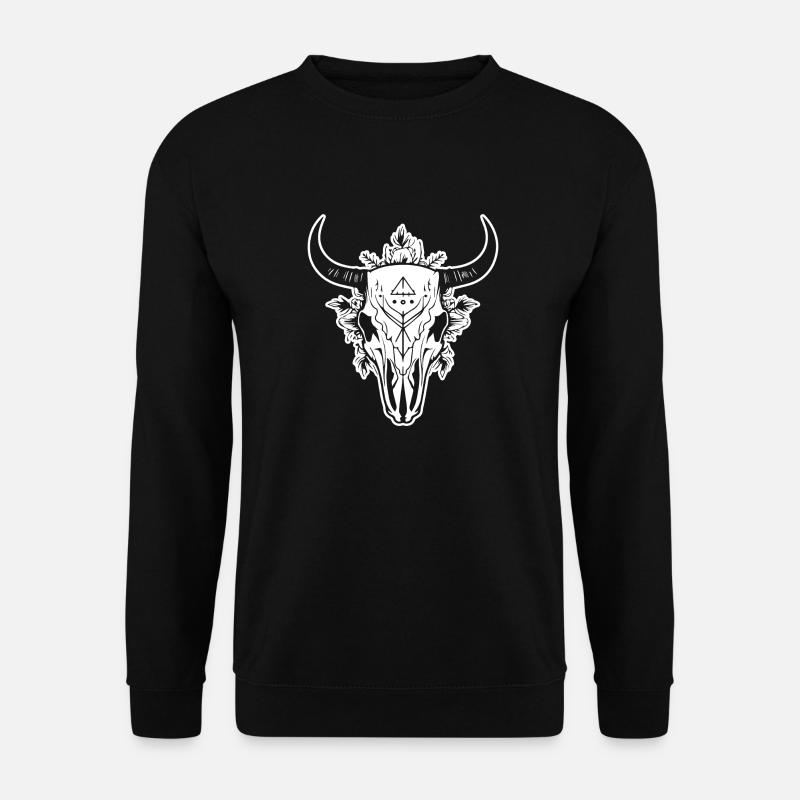 Kuh Schädel Boho - Unisex Pullover - Schwarz