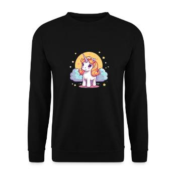 Unicorn Birthday Gift - Unisex Sweatshirt - black - Front - Alina (178cm) & Michal (187cm)
