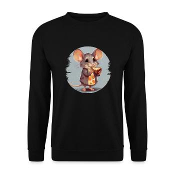Mouse with a piece of biscuit - Unisex Sweatshirt - black - Front - Alina (178cm) & Michal (187cm)
