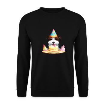 Geburtstag Hunde Geburtstagstorte Geburtstagsfeier - Unisex Pullover - Schwarz - Vorne - Alina (178cm) & Michal (187cm)
