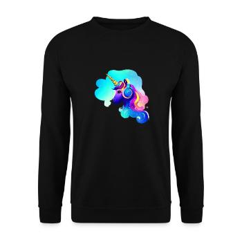 Unicorn Listen to music Unicorn Unicorns Mythical Animal - Unisex Sweatshirt - black - Front - Alina (178cm) & Michal (187cm)