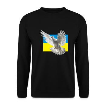 Friedenstaube Ukraine Geschenk - Unisex Pullover - Schwarz - Vorne - Alina (178cm) & Michal (187cm)