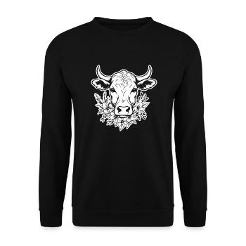 Kuh Kühe Rind Bauernhof Landwirtschaft - Unisex Pullover - Schwarz - Vorne - Alina (178cm) & Michal (187cm)