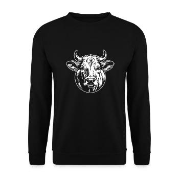 Kuh Kühe Rind Bauernhof Landwirtschaft - Unisex Pullover - Schwarz - Vorne - Alina (178cm) & Michal (187cm)