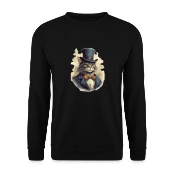 Chat dans 1800 ans style habillé noble baroque - Sweat-shirt Unisexe - noir - Devant - Alina (178cm) & Michal (187cm)