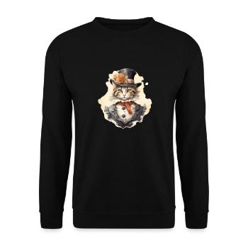 Chat dans 1800 ans style habillé noble baroque - Sweat-shirt Unisexe - noir - Devant - Alina (178cm) & Michal (187cm)