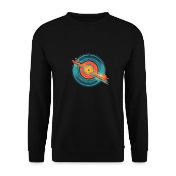 Retro Disc - Unisex Pullover - Schwarz - Vorne - Alina (178cm) & Michal (187cm)