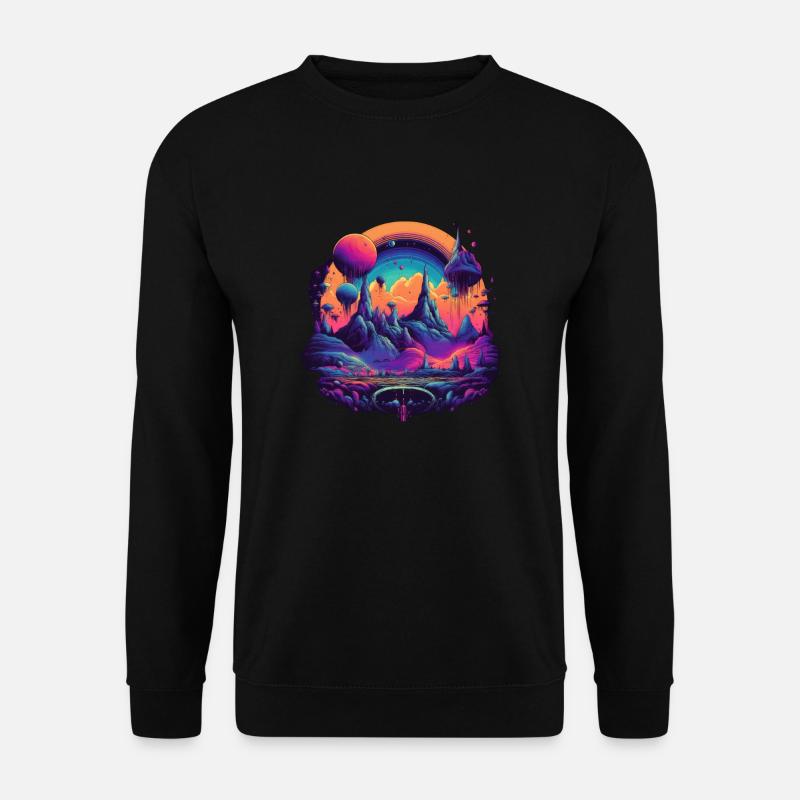 Futuristic life on planets - Unisex Sweatshirt - black