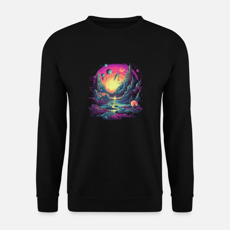 Futuristic life on planets - Unisex Sweatshirt - black