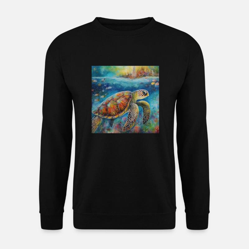 Modern Colourful Turtle Wall Art - Unisex Sweatshirt - black
