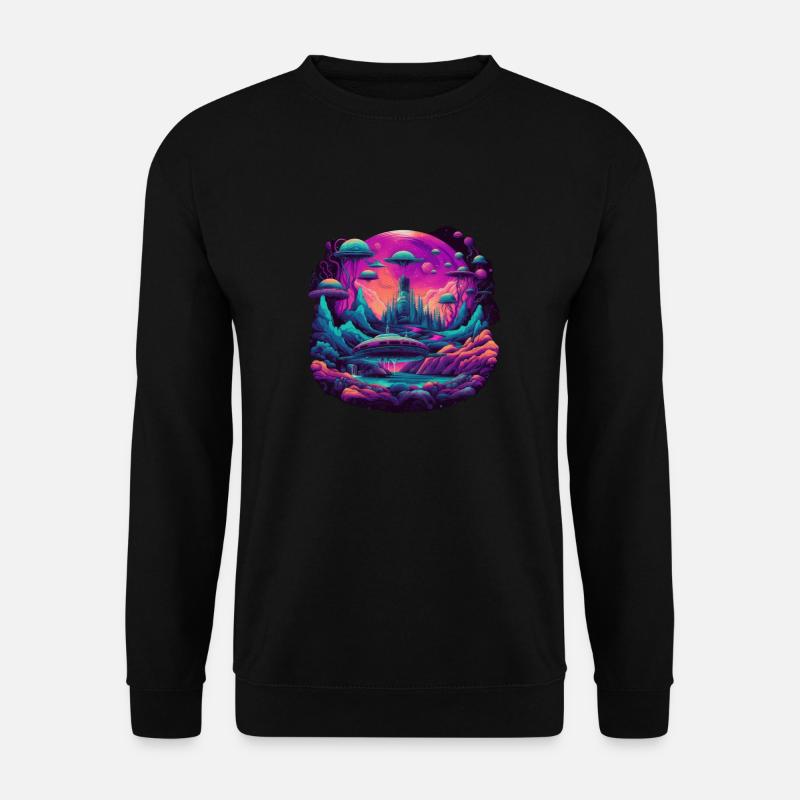 Futuristic life on planets - Unisex Sweatshirt - black