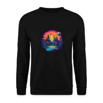 Futuristic life on planets - Unisex Sweatshirt - black - Front - Alina (178cm) & Michal (187cm)