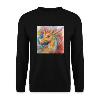 Modern & Colourful Dragon Wall Art by Bodhi - Unisex Sweatshirt - black - Front - Alina (178cm) & Michal (187cm)