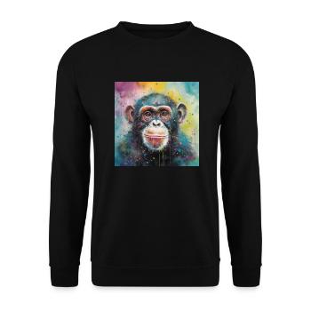 Modern & Colourful Chimpanzee Wall Art by Bodhi - Unisex Sweatshirt - black - Front - Alina (178cm) & Michal (187cm)